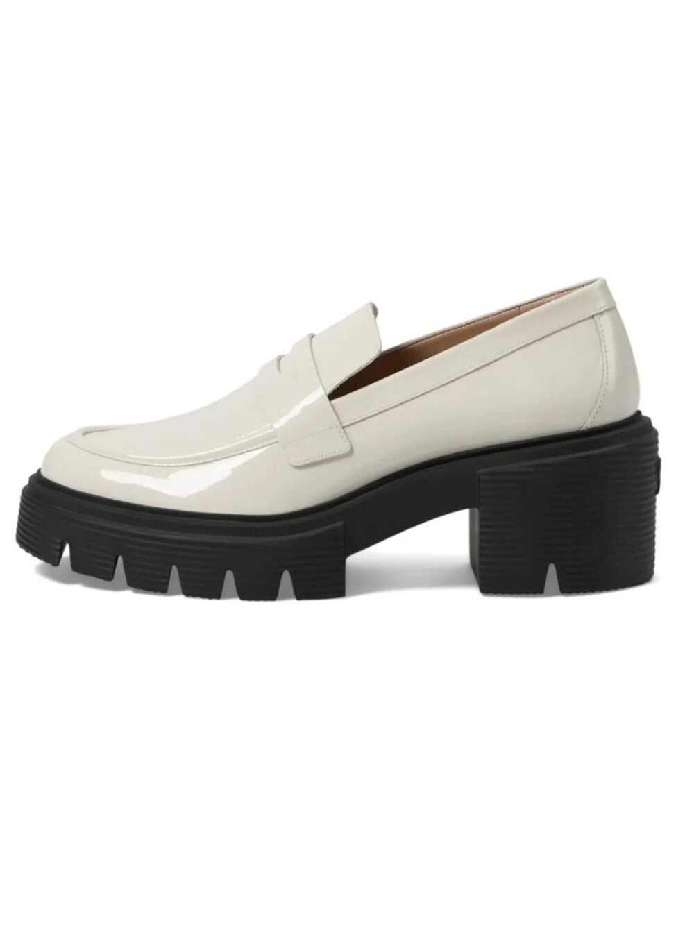 $550 STUART WEITZMAN SOHO LOAFERS PLATFORM SLIP ON SHOES PATENT IVORY 9 (PD17)